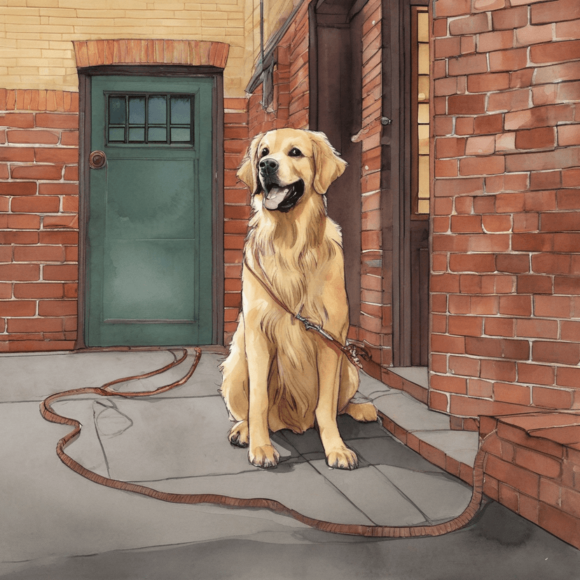 Leash caught on firehouse brick