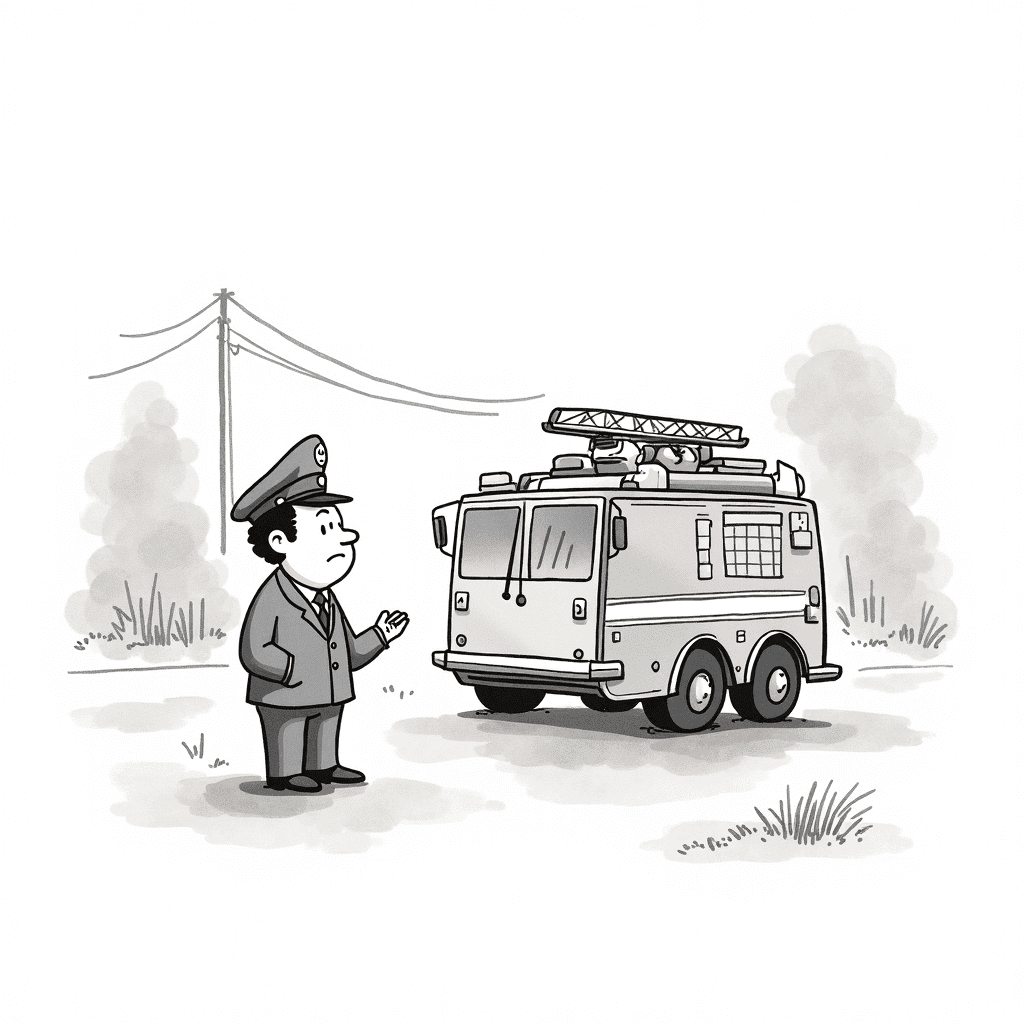 "When your fire truck is great for rescuing, but not for routine escapes!"